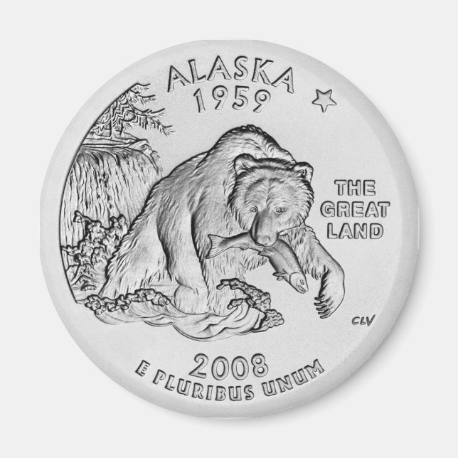 Alaska State Quarter Magnet (Front)