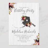 Alaska State Rustic Birthday Party Invitation