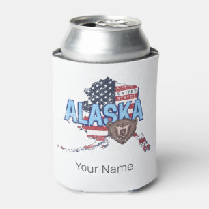 Alaska State United States Map Vintage USA Can Cooler