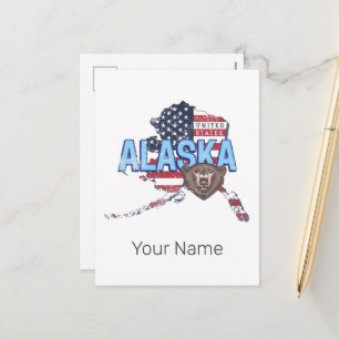 Alaska State United States Map Vintage USA Holiday Postcard