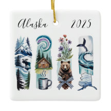 Alaska State Watercolor Christmas Ornament – North