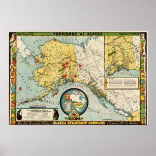 Alaska Steamship Company (1936) Map reproduction Poster