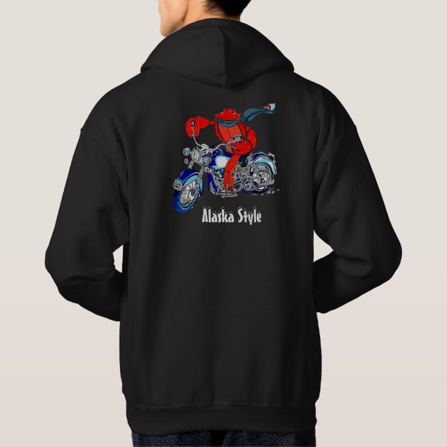 Alaska Style King Crab Motorcycle Colour Printed Hoodie (Back)