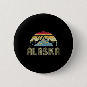 Alaska Tee - Retro Vintage Mountains Nature Hiking 6 Cm Round Badge