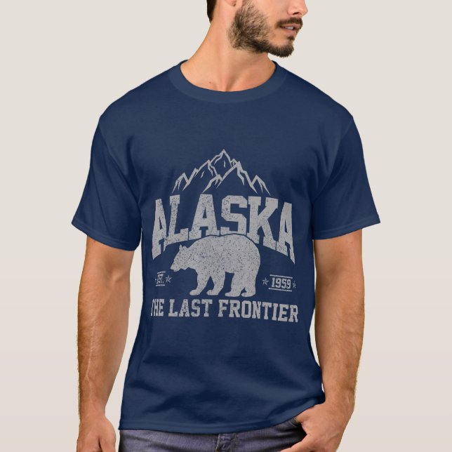 Alaska The Last Frontier EST 1959 Grizzly Bear T-Shirt (Front)