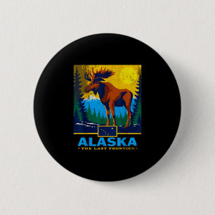 Alaska the last frontier moose wildlife travel 6 cm round badge