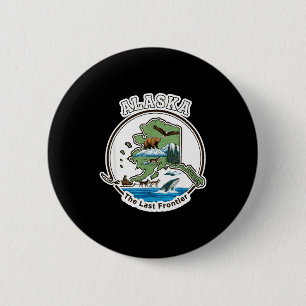 Alaska the last frontier wildlife adventure art 6 cm round badge