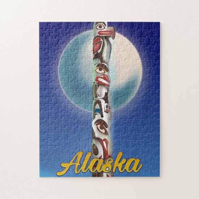 Alaska Totem Pole Travel print Jigsaw Puzzle (Vertical)