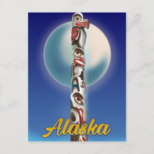 Alaska Totem Pole Travel print Postcard