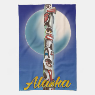 Alaska Totem Pole Travel print Tea Towel