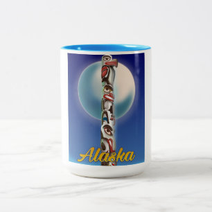 Alaska Totem Pole Travel print Two-Tone Coffee Mug
