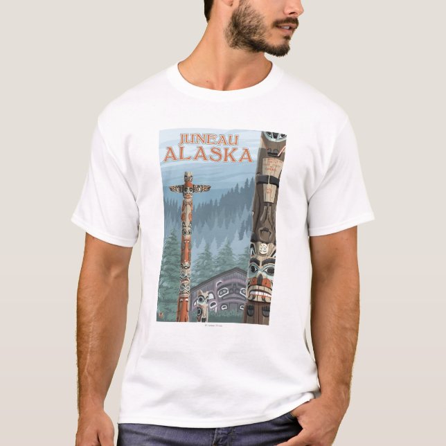Alaska Totem Poles - Juneau, Alaska T-Shirt (Front)