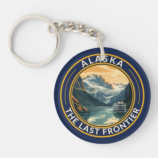 Alaska Travel Art Badge Key Ring (Front)
