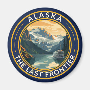 Alaska Travel Art Badge Magnet