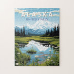Alaska Travel Art Vintage Jigsaw Puzzle<br><div class="desc">Alaska retro vector travel design. This retro-style travel art,  with its blend of bold colours and vintage allure,  is designed to inspire a sense of adventure.</div>