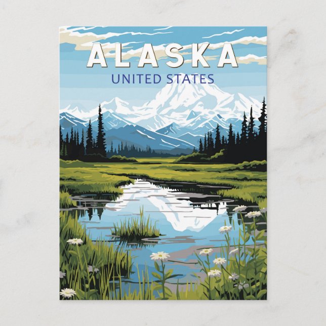 Alaska Travel Art Vintage Postcard (Front)