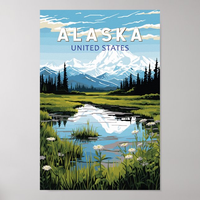 Alaska Travel Art Vintage Poster (Front)