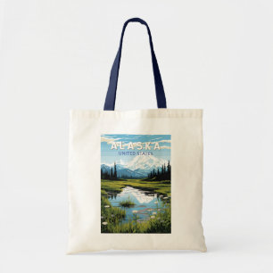 Alaska Travel Art Vintage Tote Bag
