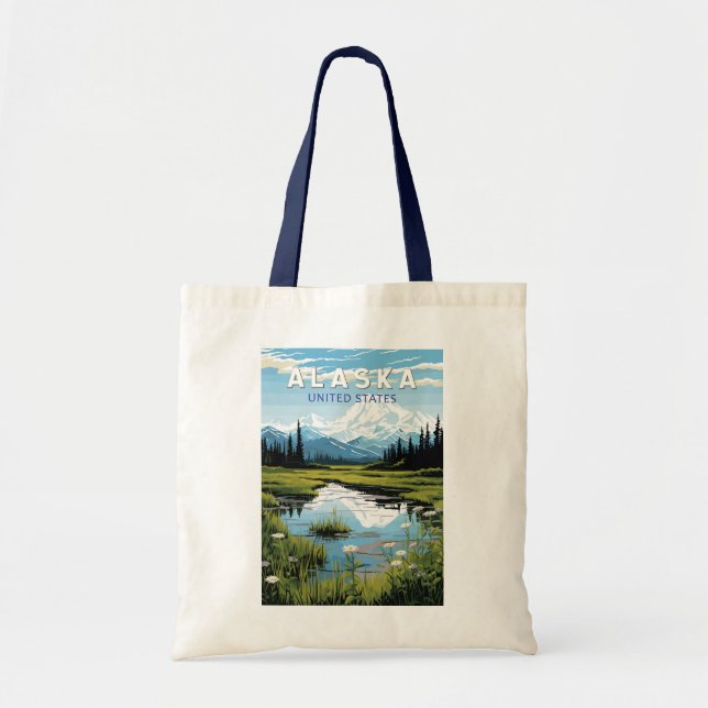 Alaska Travel Art Vintage Tote Bag (Front)