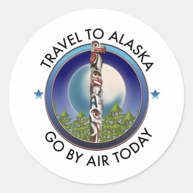Alaska travel logo classic round sticker (Front)