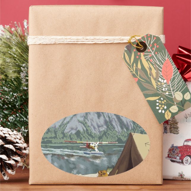 Alaska Travel Oval Sticker (Holiday)