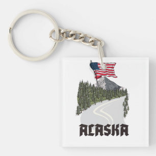 Alaska Travel Poster Key Ring