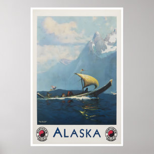 Alaska Travel Poster Northern Pacific Art Alaskan