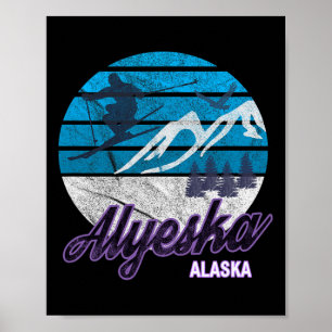 Alaska Usa America Ski Resort Snowboarding Skiing  Poster