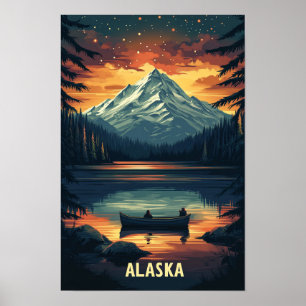 Alaska USA Art Vintage Illustration Travel Poster