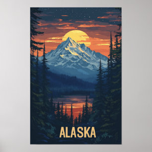 Alaska USA Art Vintage Travel Poster