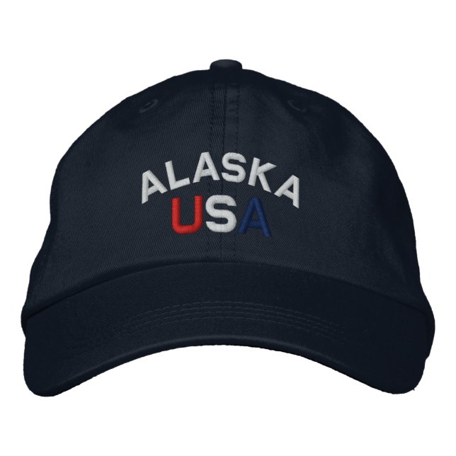Alaska USA Embroidered Navy Blue Hat (Front)