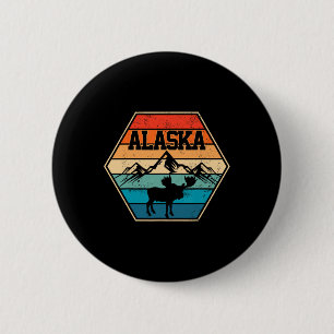 Alaska Usa Mountain Hiking Vintage Retro Gift 6 Cm Round Badge