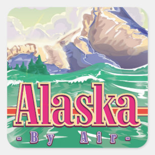 Alaska USA vintage travel poster. Square Sticker