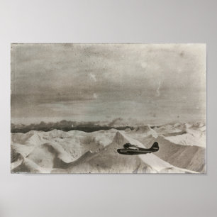 Alaska Vintage Aeroplane Coastal Fleet Mountains Poster