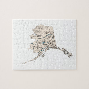 Alaska Vintage Picture Map Jigsaw Puzzle