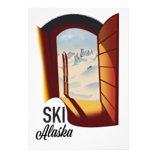 Alaska vintage style ski poster