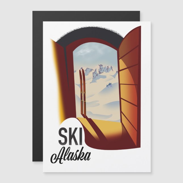 Alaska vintage style ski poster (Front/Back)
