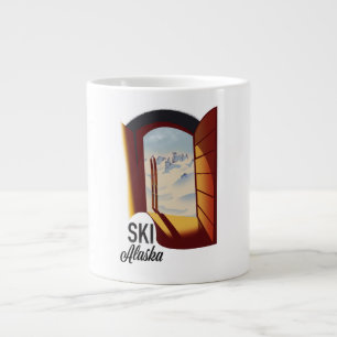 Alaska vintage style ski poster large coffee mug