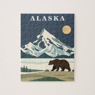 Alaska Vintage Travel Grizzly Bear Jigsaw Puzzle