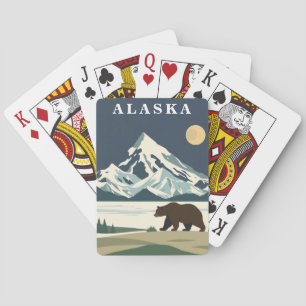 Alaska Vintage Travel Grizzly Bear Playing Cards