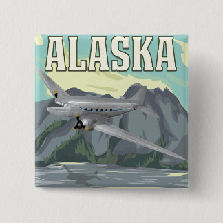 Alaska Vintage Travel Poster 15 Cm Square Badge