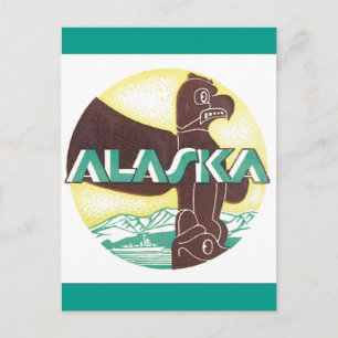 Alaska Vintage Travel Poster Postcard