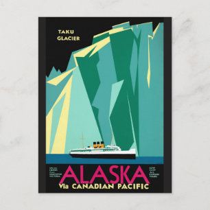 Alaska Vintage Travel Poster Restored Postcard
