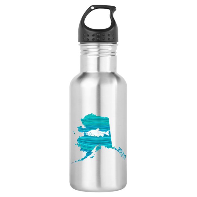 Alaska Wave Salmon Fishing 532 Ml Water Bottle (Front)