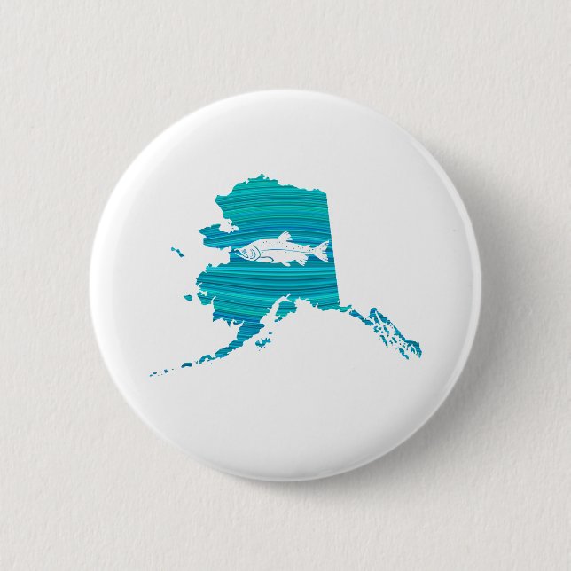 Alaska Wave Salmon Fishing 6 Cm Round Badge (Front)