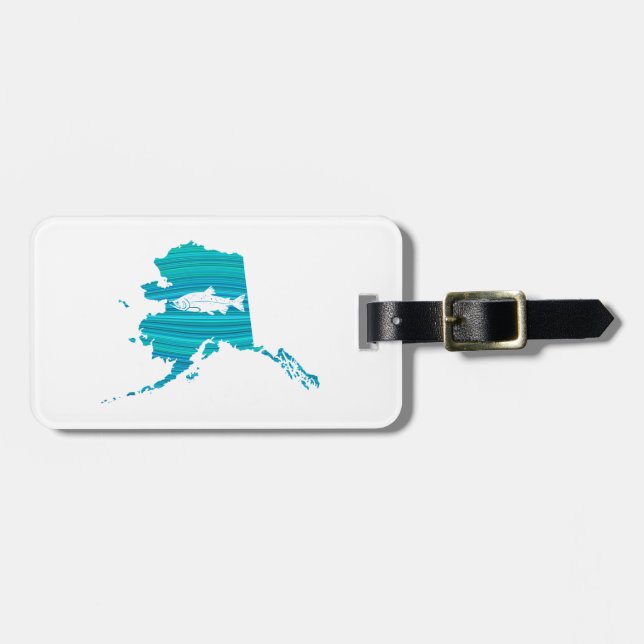 Alaska Wave Salmon Fishing Luggage Tag (Front Horizontal)
