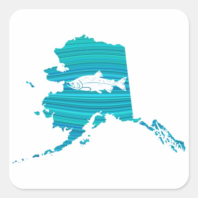 Alaska Wave Salmon Fishing Square Sticker (Front)