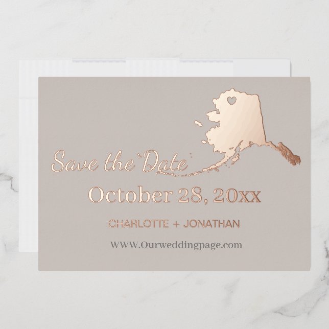 Alaska Wedding Save The Date Rose Gold (Envelope)