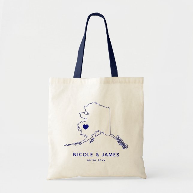 Alaska Wedding Welcome Bag Tote, Destination Map (Front)