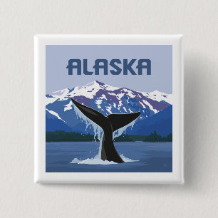 Alaska   Whale Tale 15 Cm Square Badge